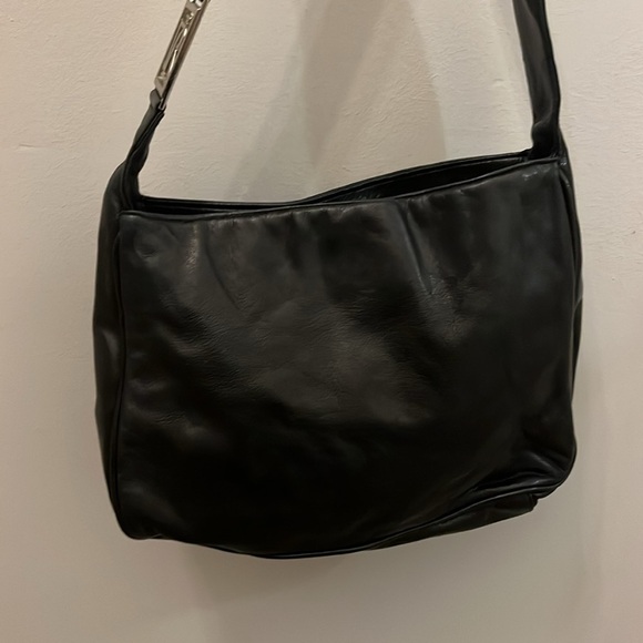 Vintage Ralph Lauren RL Leather Bag Snap Top Black Shoulder Strap Soft 1990’s - Picture 3 of 9